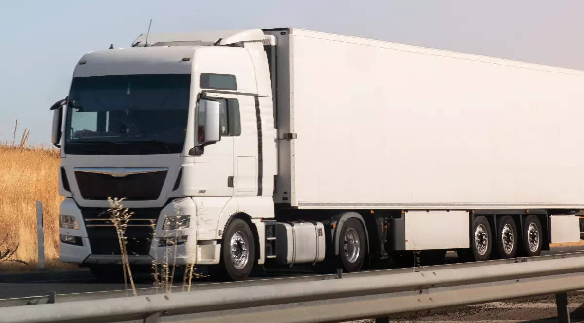 Camion alb aflat pe o șosea