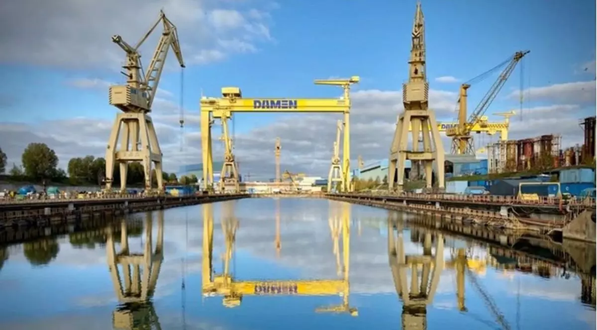 Imagine din șantierul naval Damen Mangalia