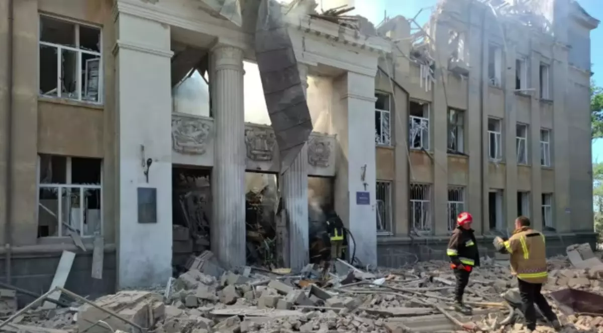 Liceu din Cetatea Albă distrus de rachete rusești Foto: Administrația Regională Odesa