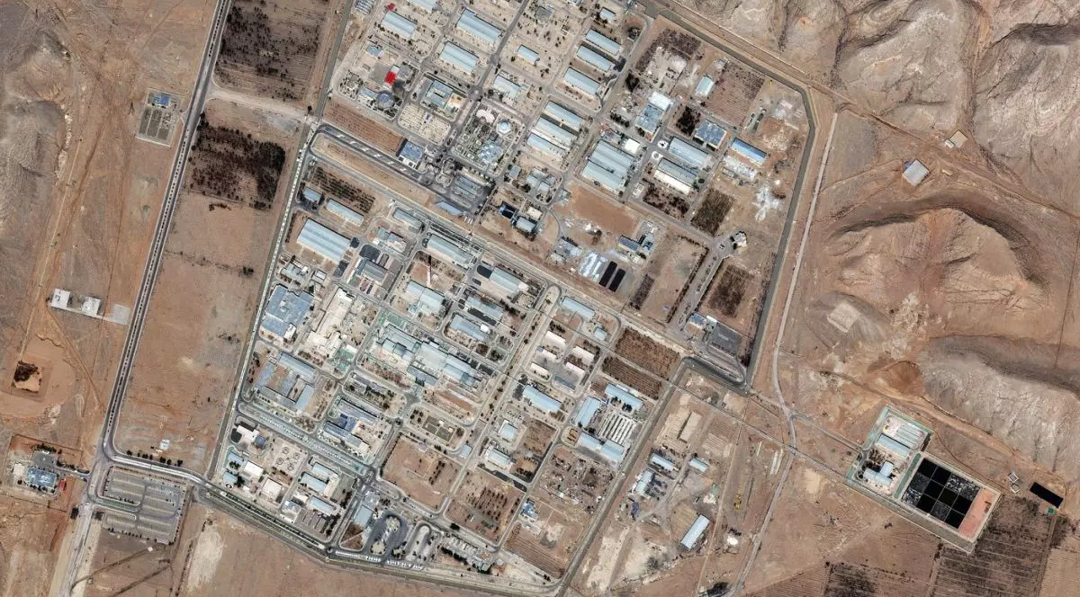 Imagine de ansamblu asupra instalației de îmbogățire a uraniului de la Isfahan, Iran