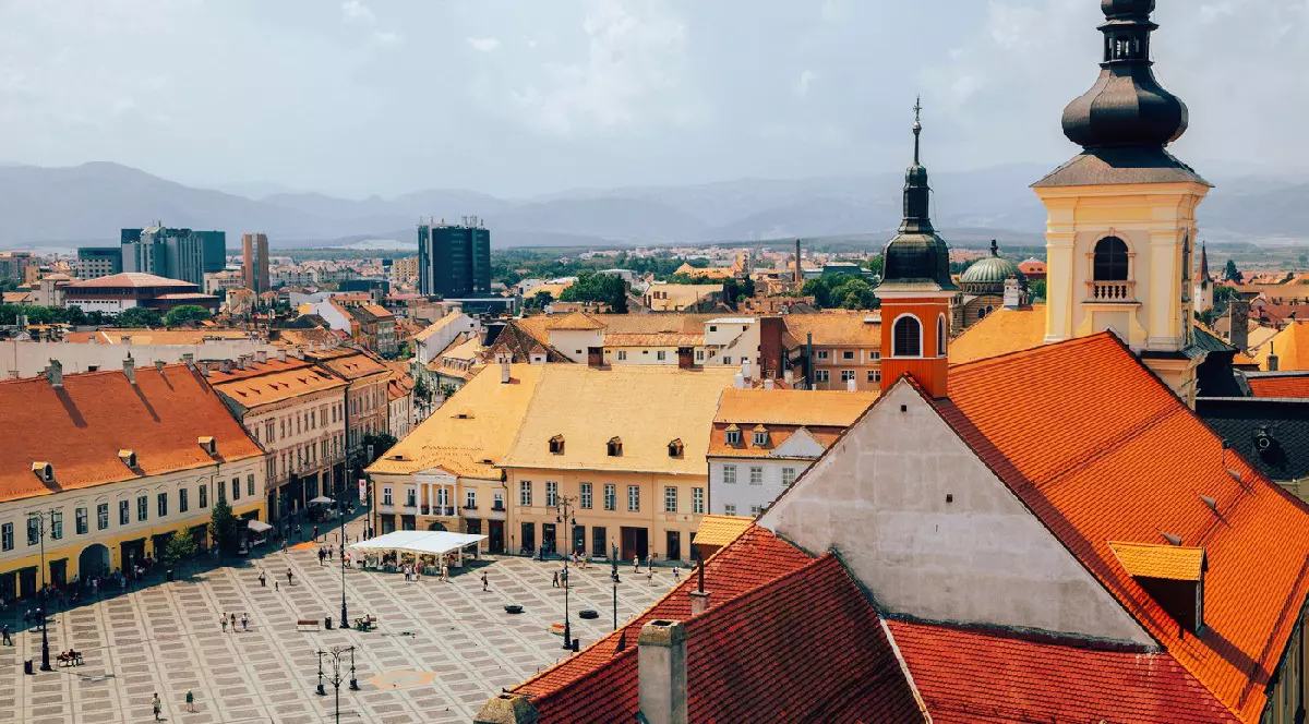 Piata Mare din Turnul Sfatului în Sibiu, România, Europa