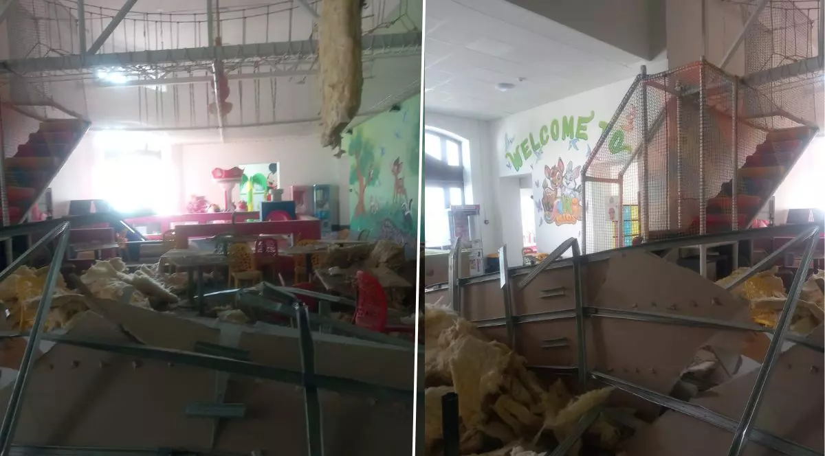 Tavanul unui loc de joacă din Botoșani s-a prăbușit peste părinți și copii