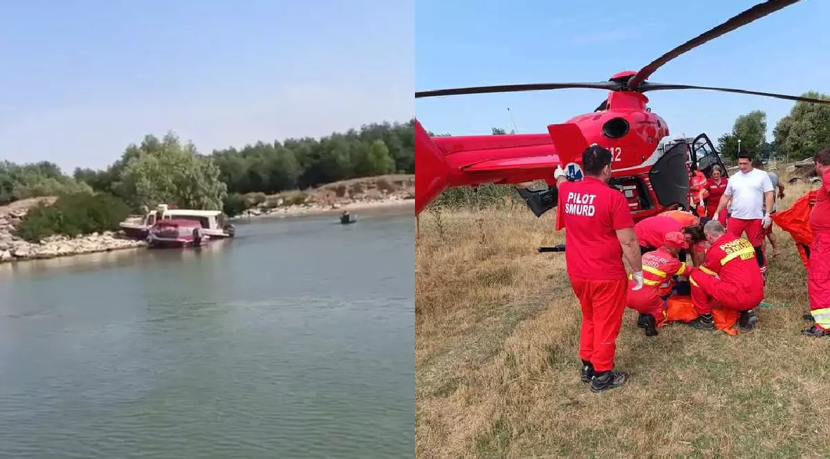 O barcă a intrat în mal, în Delta Dunării. A intervenit un elicopter SMURD