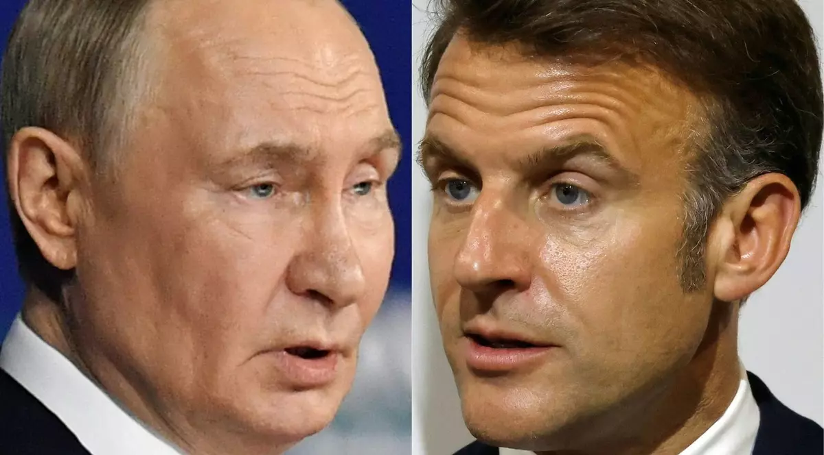 Colaj cu Vladimir Putin (stânga) și Emmanuel Macron (dreapta) Foto: Profimedia
