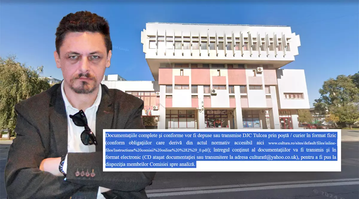 Colaj Directia de cultura Tulcea, Iulian Vizauer, Foto Agerpres, captura google maps