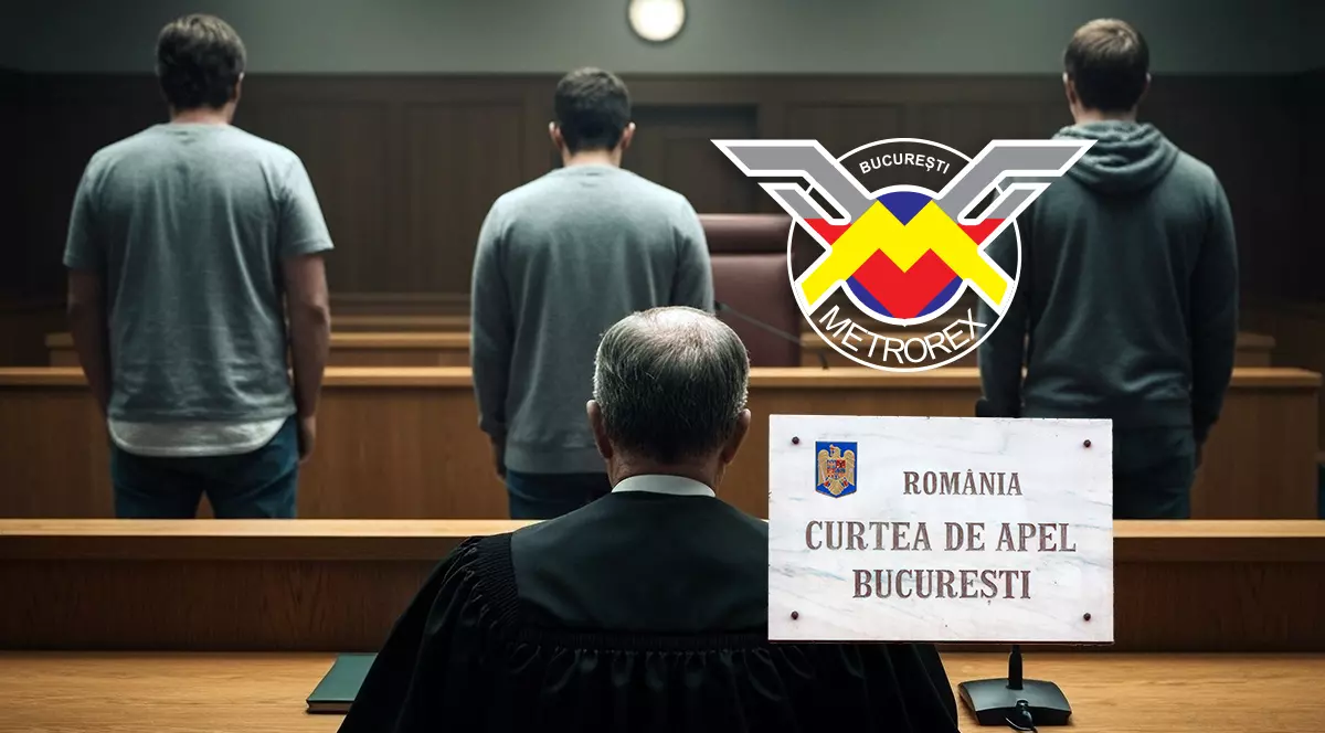 Un judecator in spate si trei inculpati cu spatele. Foto ilustrativ