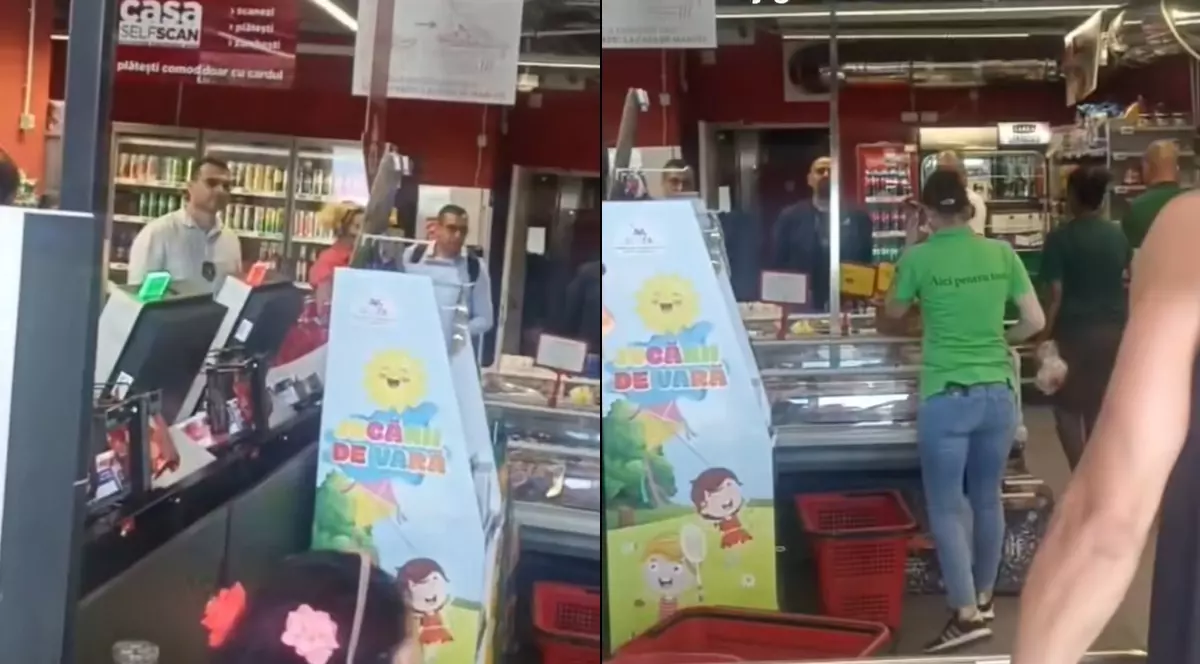 Colaj cu inspectorii ANCP și Cristian Poescu Piedone în interiorul Mega Image, acolo unde se văd vânzătoarele care încearcă să aplaneze scandalul izbucnit cu angajații și clienții.