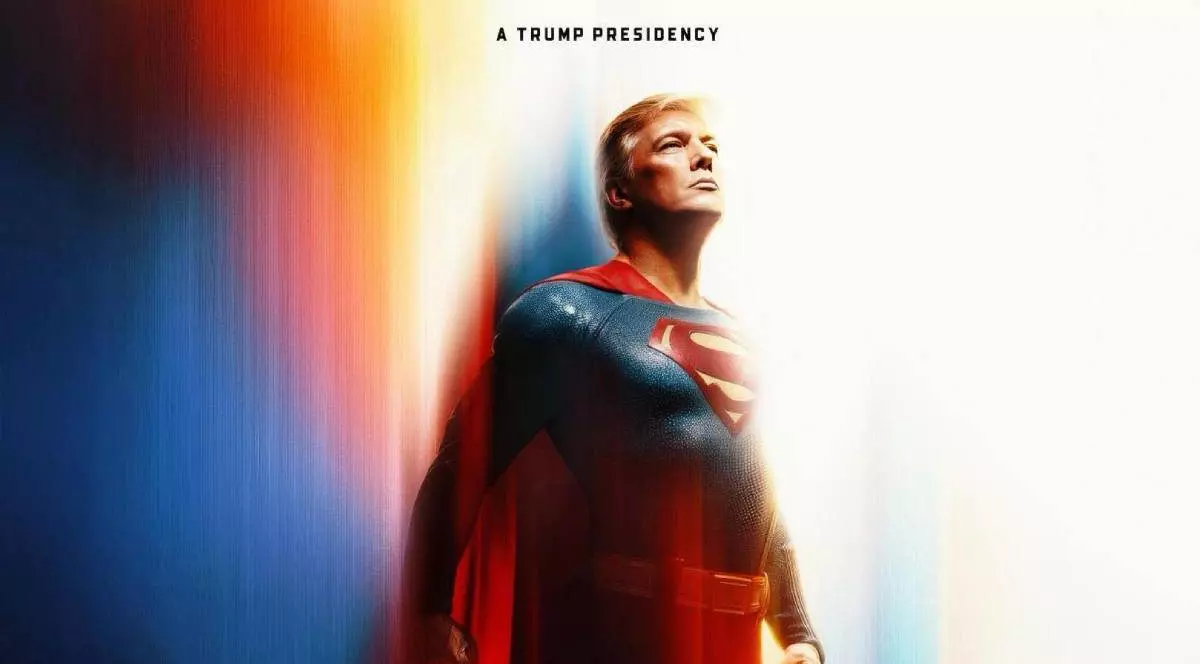 Imagine cu Donald Trump în costumul lui Superman