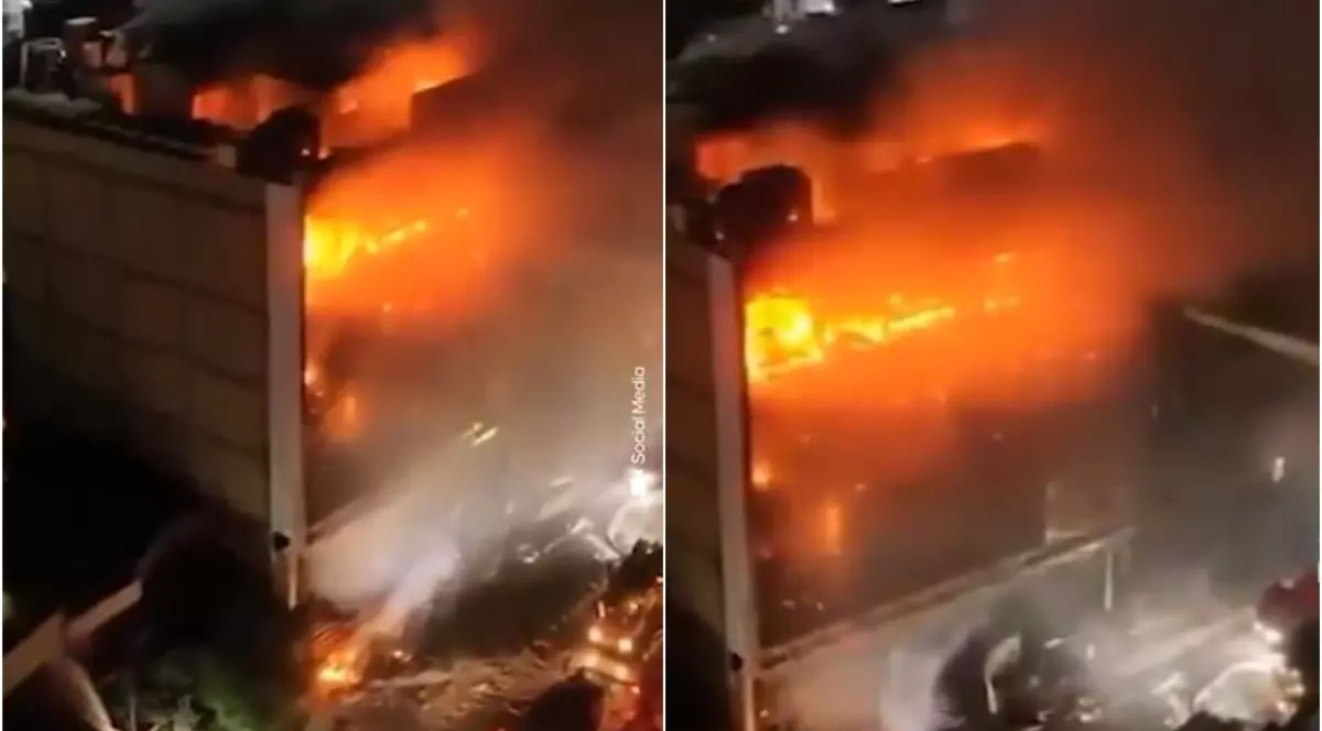 Centrul comercial Corniche Hypermarket Mall, situat în centrul orașului Kut din Irak, este cuprins de un incendiu, 17 iulie 2025