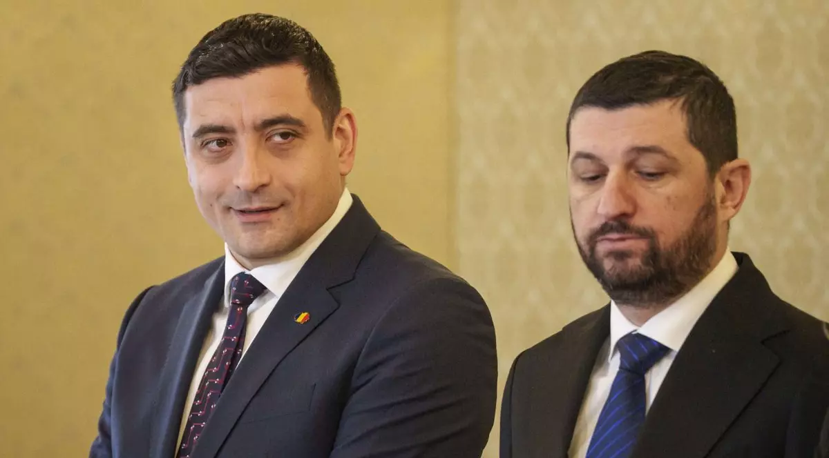 Presedintele Aliantei pentru Unirea Romanilor (AUR), George Simion, alaturi de prim-vicepresedintele AUR, Marius Lulea