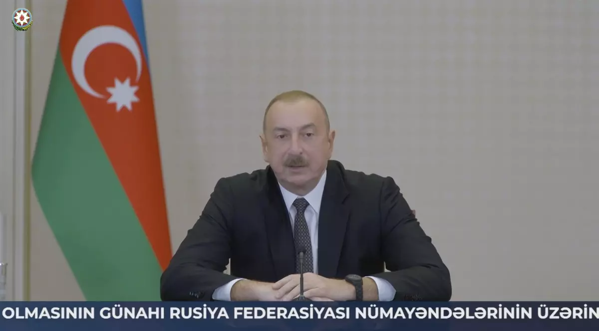 Liderul azer Ilham Aliev vorbește despre doborârea avionului companiei AZAL Foto: Profimedia