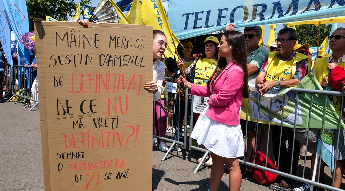 Sindicalistii din sanatate si educatie protesteaza impotriva masurilor fiscale propuse de guvern, Bucuresti, 7 iulie 2025