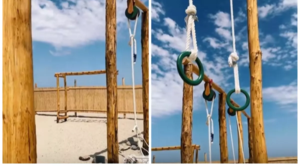 Sală de forță în aer liber pe plajă, în Constanța