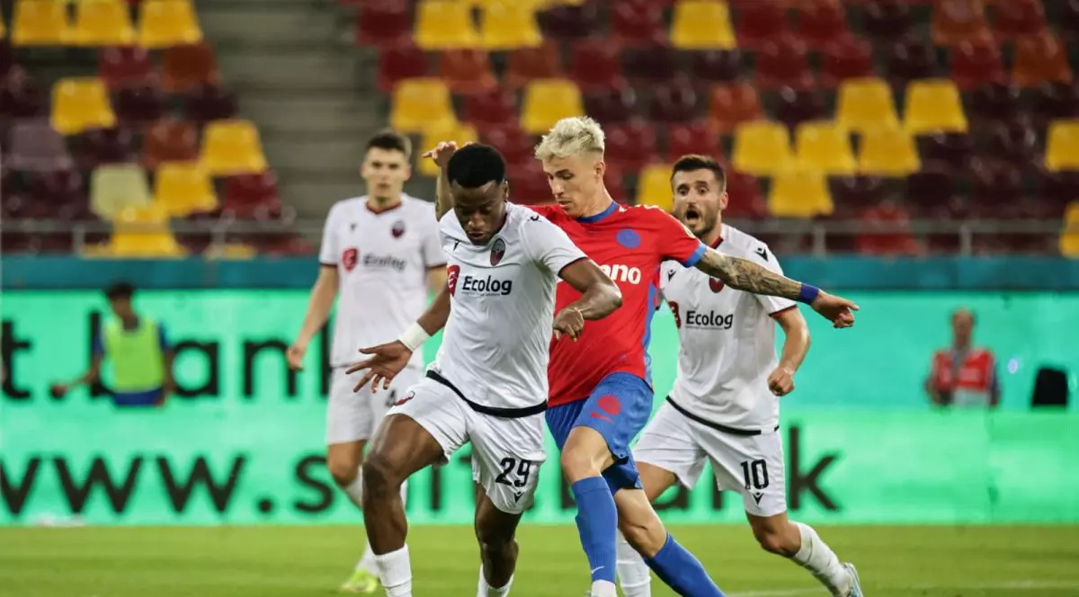 Fază din meciul FCSB - Skhenija Tetovo, din Liga Campionilor, 30 iulie 2025
