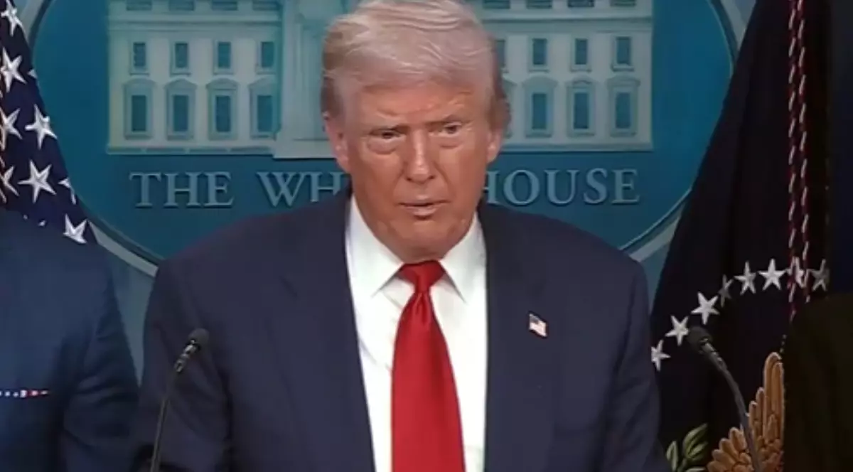 Donald Trump în timpul unei conferințe de presă, pe 11 august 2025