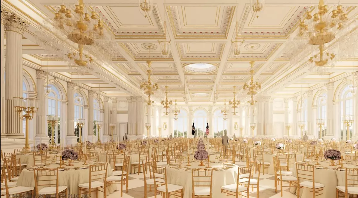 Macheta sălii de bal pe care Donald Trump o vrea la Casa Albă Captură X @briantylercohen