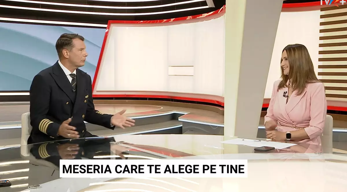 Emil și Mădălina Dobrovolschi în platoul Televiziunii Române. Foto: captură