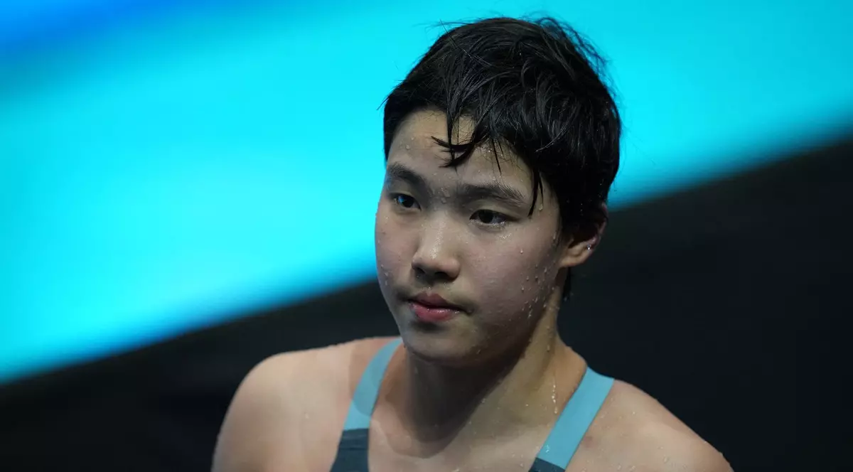 Imagine cu Yu Zidi surprinsă la Singapore, în timpul Campionatului Mondial de Natație, pe 31 iulie 2025