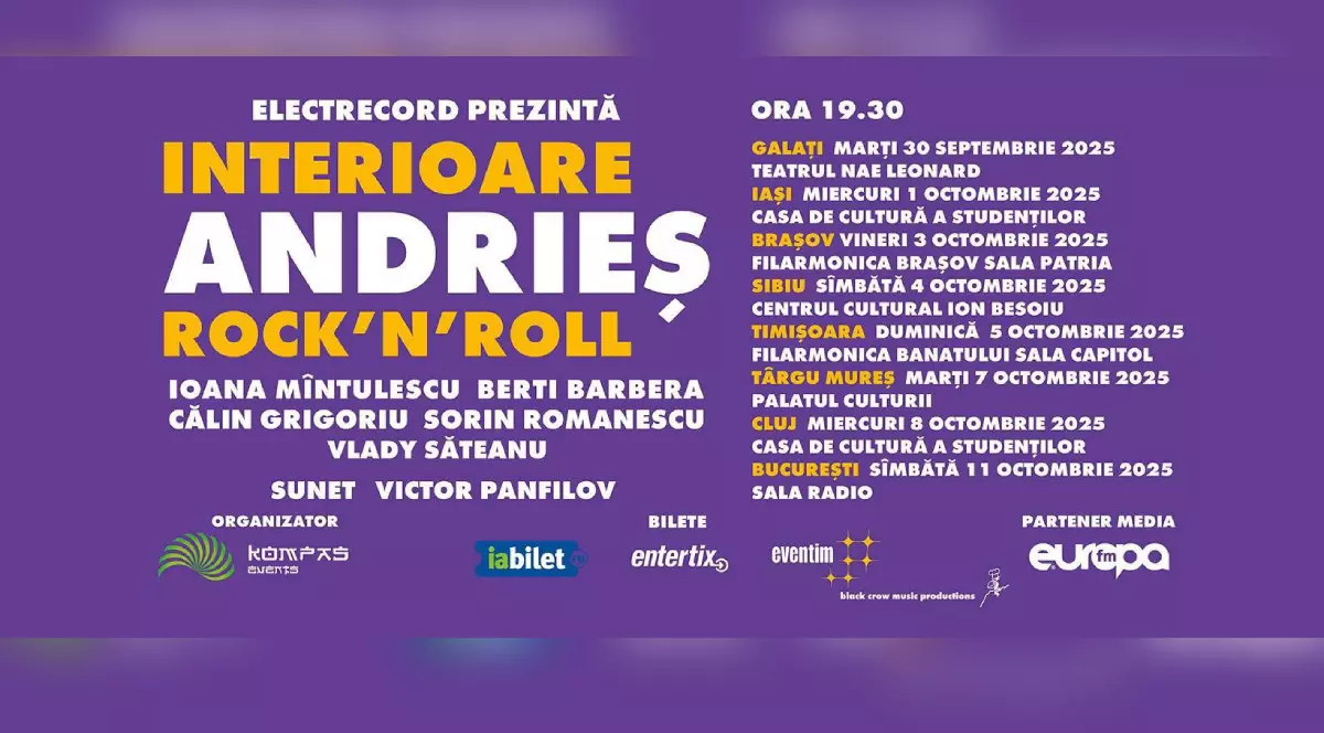 Alexandru Andrieș pornește într-un turneu special: „Interioare / Rock’n’Roll”. Opt orașe, două albume legendare, o experiență unică