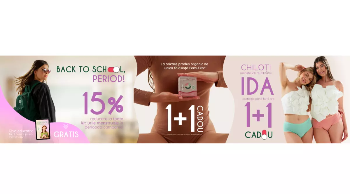 Back to school period. 12% reducere la toate kit-urile menstruale