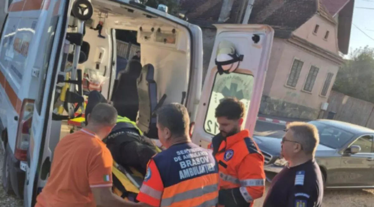 Bărbatul a fost transportat la spital. Foto Jandarmeria Brașov