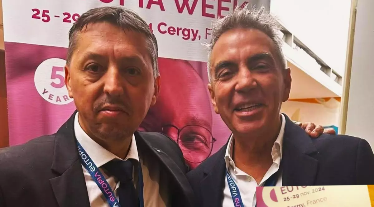 Ministrul Educației Daniel David și afaceristul Dragoș Anastasiu la o reuniune Eutopia