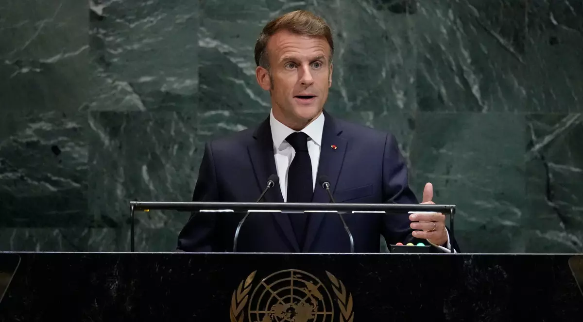 Adunarea Generală a ONU Franța Președintele Franței, Emmanuel Macron, se adresează marți, 23 septembrie 2025, la sediul ONU, la cea de-a 80-a sesiune a Adunării Generale a Națiunilor Unite.