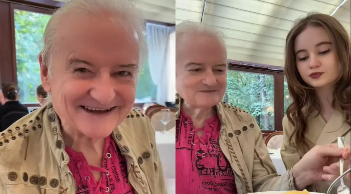 Irinel Columbeanu, la restaurant cu fiica Irina. Ea i-a tăiat friptura și l-a șters la gură, iar el a reacționat: „Viața e frumoasă”