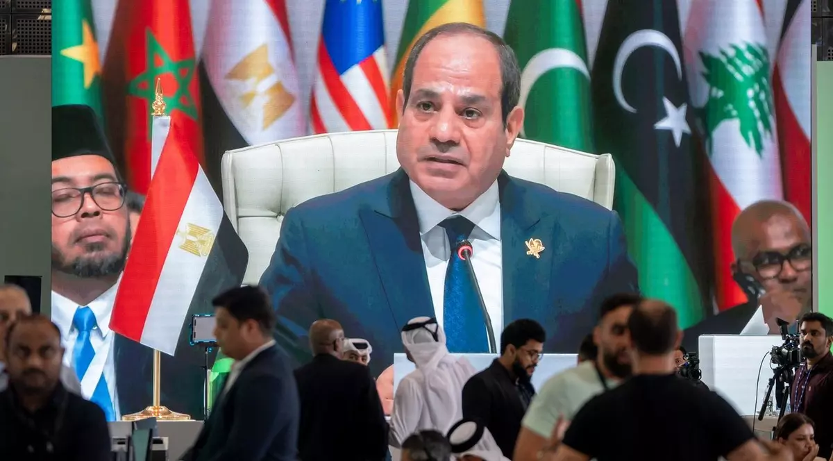 Liderul egiptean Abdel Fattah el-Sisi ține un discurs la Doha Foto: Profimedia