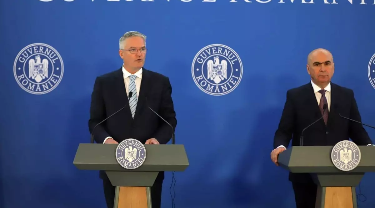 Secretarul general al OCDE, Mathias Cormann, și premierul Ilie Bolojan