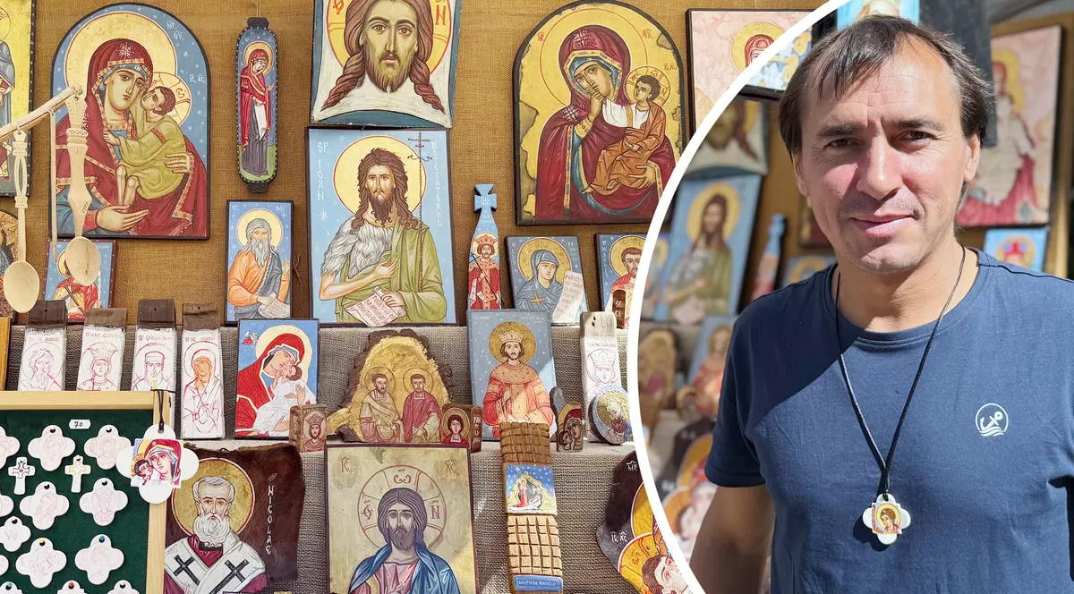 Teodore-Adrian Negoiță din satul Bârlogeni, județul Mehedinți, străbate România cu zeci de icoane și obiecte unicat