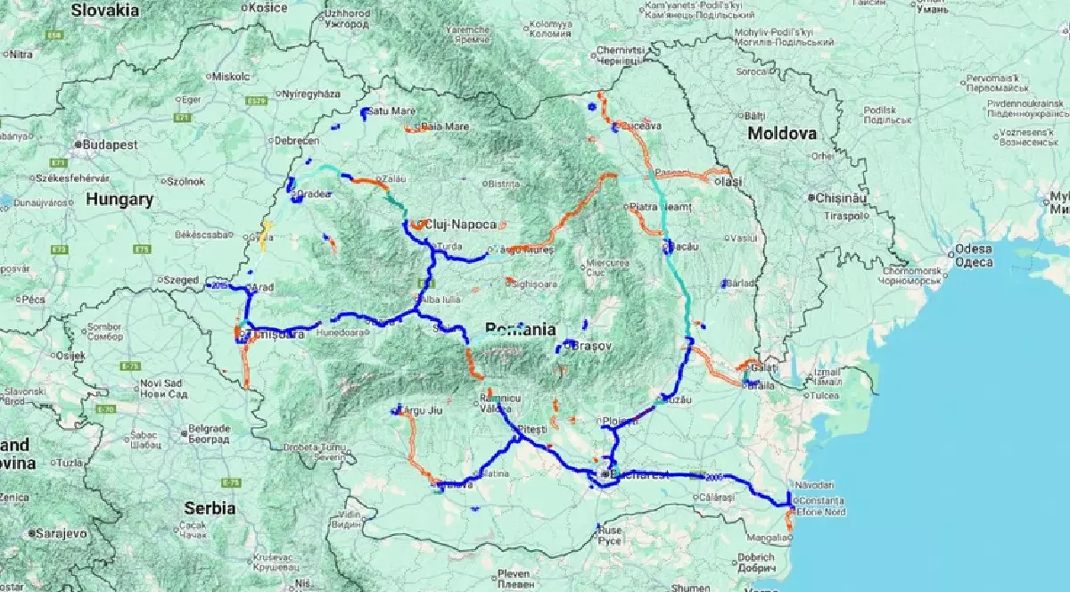 Harta României strabatută de autostrăzi