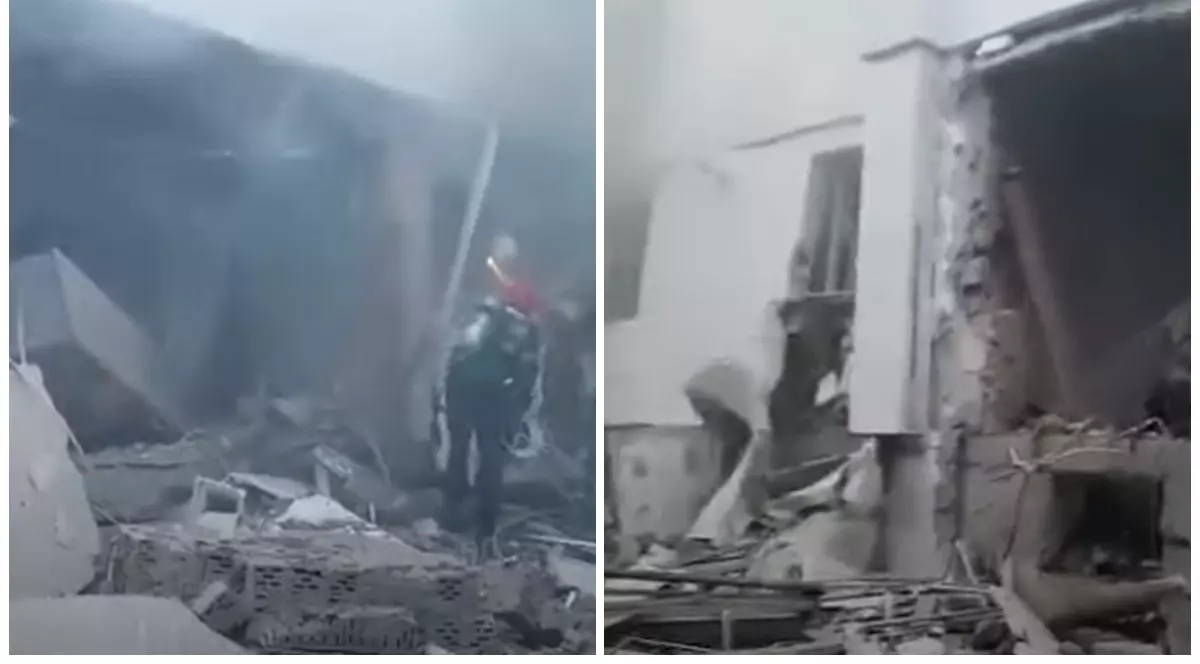 Un bloc grav avariat în urma unei explozii