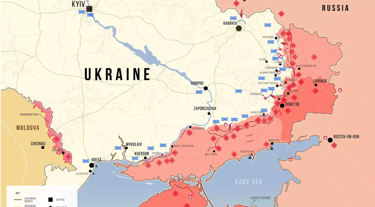 Harta liniei de front dintre Ucraina și Rusia Foto: Shutterstock