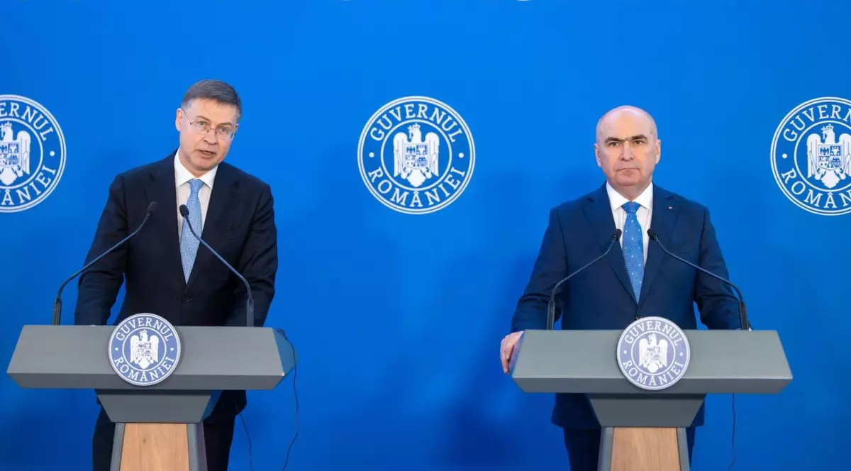 Ilie Bolojan și Valdis Dombrovskis, la declarațiile de presă fără întrebări