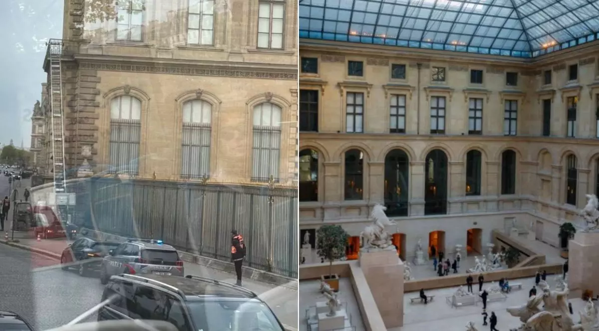 Colaj cu muzeul Luvru dupa jaf, 10 octombrie 2025
