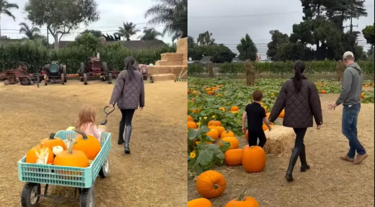 Noi imagini cu Archie și Lilibet, copiii prințului Harry și ai lui Meghan Markle. Cum au apărut la o fermă, unde au pregătit dovleci de Halloween