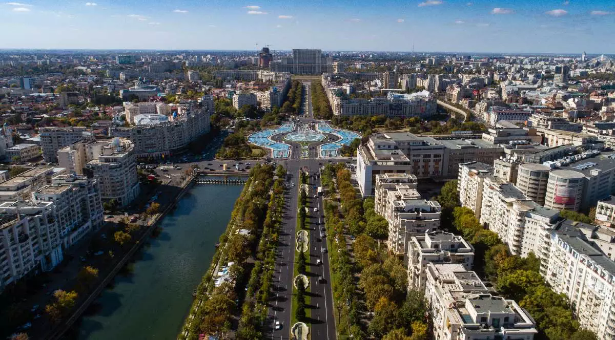 Vedere aeriană a centrului orașului București