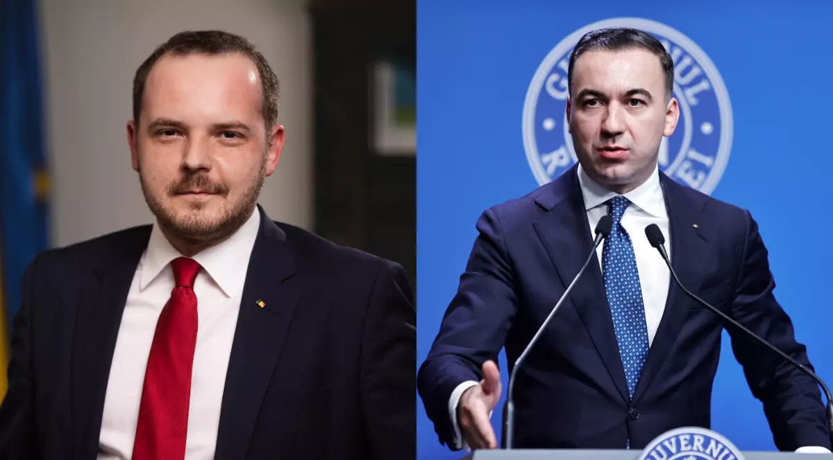 Colaj cu ministrul Sănătății, Alexandru Rogobete în stânga și ministrul Energiei, Bogdan Ivan, în dreapta