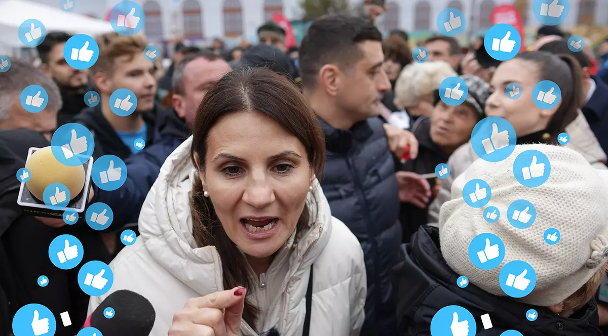 Anca Alexandrescu, candidat independent suținut de AUR la alegerile pentru Primăria Generală a Municipiului București participă la un eveniment de strângere de semnături, în București, 8 noiembrie 2025. Inquam Photos / George Călin