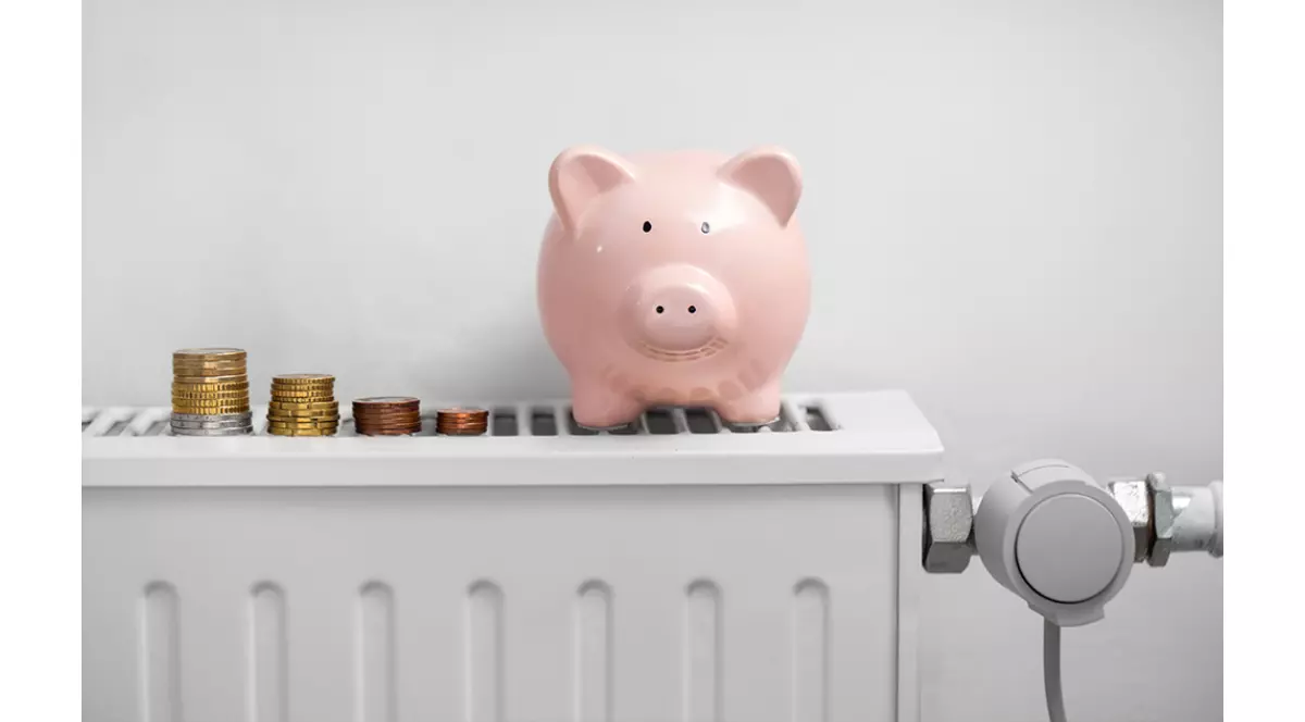 Pusculita de monede in forma de purcelus pe calorifer