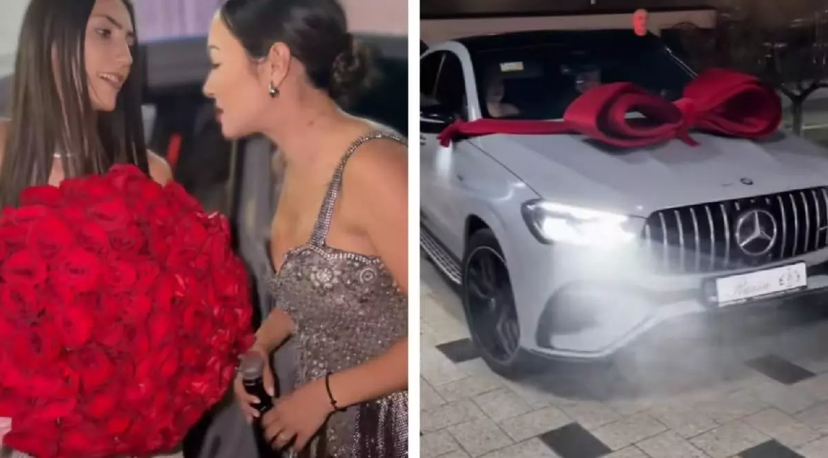 Vlăduța Lupău și o fată, la majoratul ei. Tânăra a primit cadou un Mercedes GLE 63 AMG