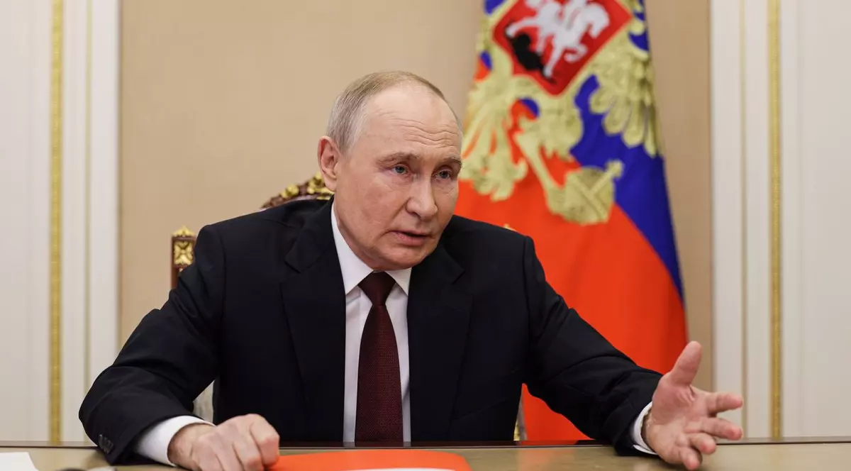 Vladimir Putin laudă „planul de pace” într-o videoconferință cu membri ai Consiliului de Securitate al Rusiei Foto: Profimedia