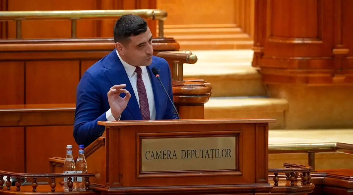 George Simion sustine un discurs in sedinta comuna a Camerei Deputatilor si Senatului