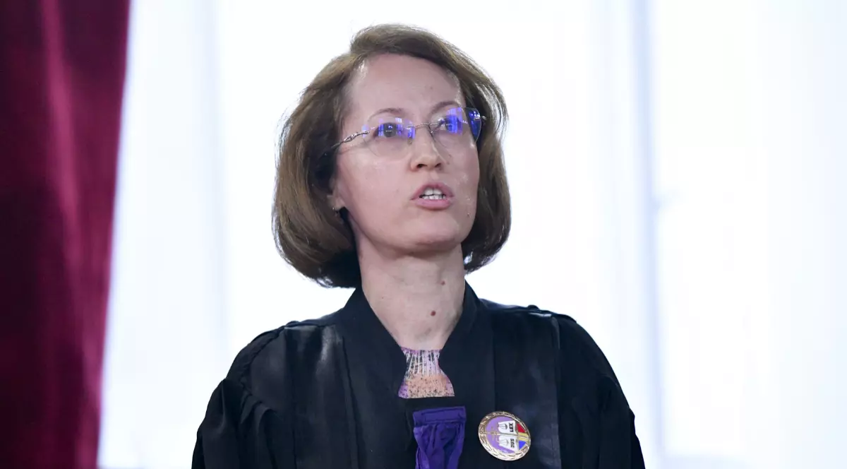 Judecătoarea Raluca Moroșanu, în timpul conferinței de presă de la Curtea de Apel București