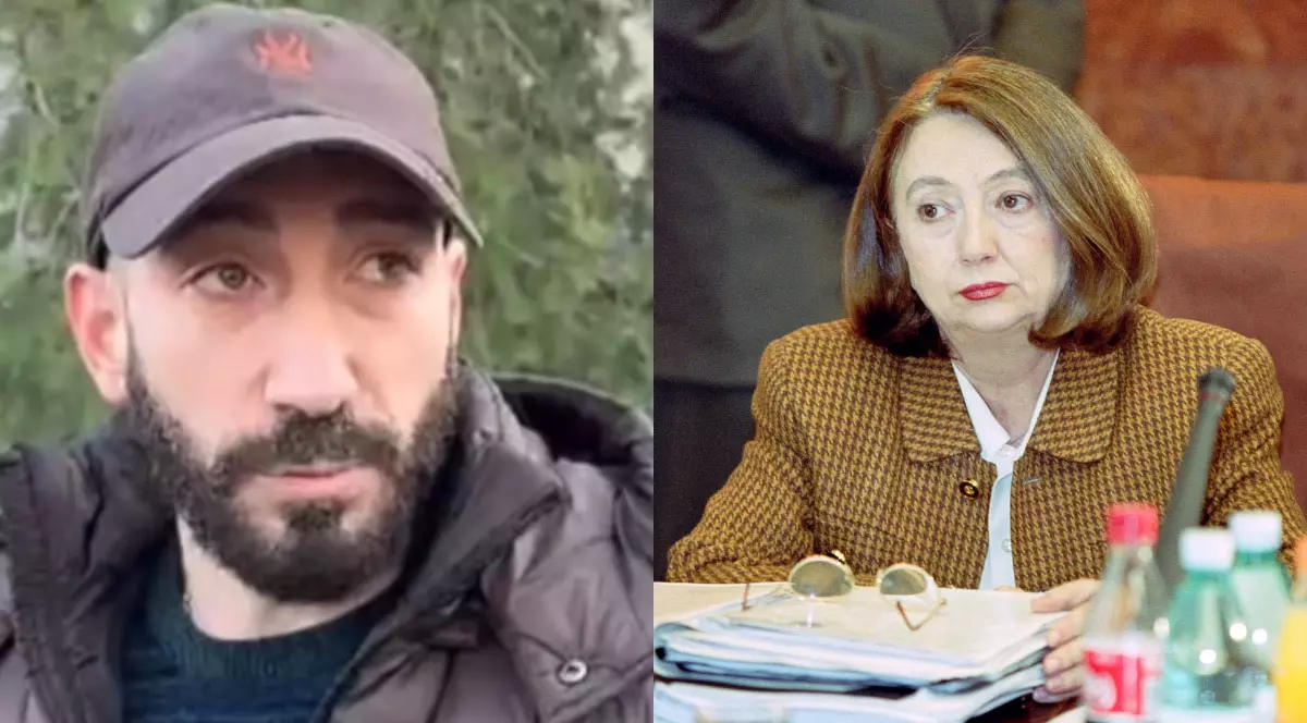 Un colaj cu o fotografie în care apare presupusl iubit al Rodicăi Stănoiu, purtând o șapcă neagră și în dreapta este Rodica Stănoiu, îmbrăcată la costum