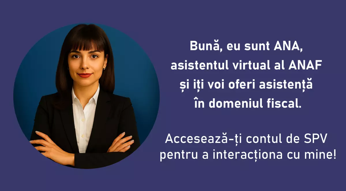 O tanara imbracata in costum negru este ANA, chatbot-ul ANAF