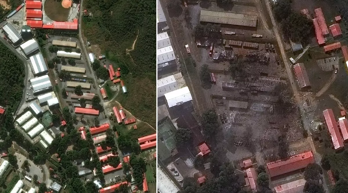 Imagini din satelit arată pagubele provocate de atacul american asupra Fort Tiuna din Venezuela, situl militar unde președintele Nicolas Maduro și soția sa au fost arestați vineri noaptea.