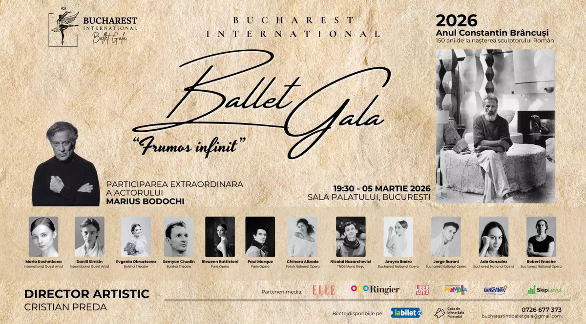 Maria Kochetkova, o stea a baletului mondial, în premieră în România, în cadrul Galei Bucharest International Ballet dedicată lui Constantin Brâncuși