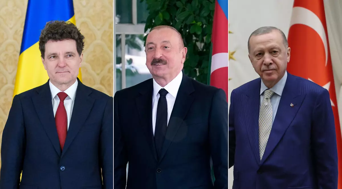 Colaj cu Nicusor Dan, Ilham Aliev și Recep Tayyip Erdogan